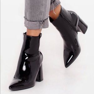 Nasty Gal Patent Leather Pointed Toe Ankle Boots